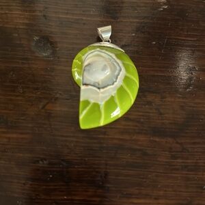 White pearl nautilus shell pendant handmade